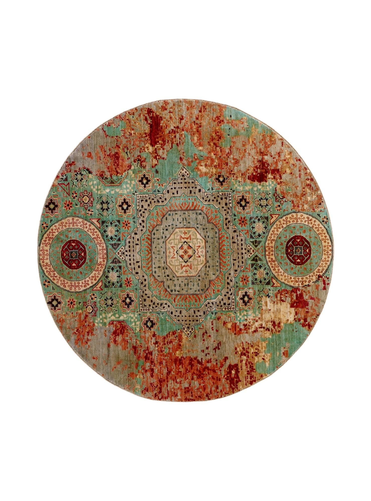 9' 8 x 9' 10 Hand Knotted Mamluk Ziegler Round Rug