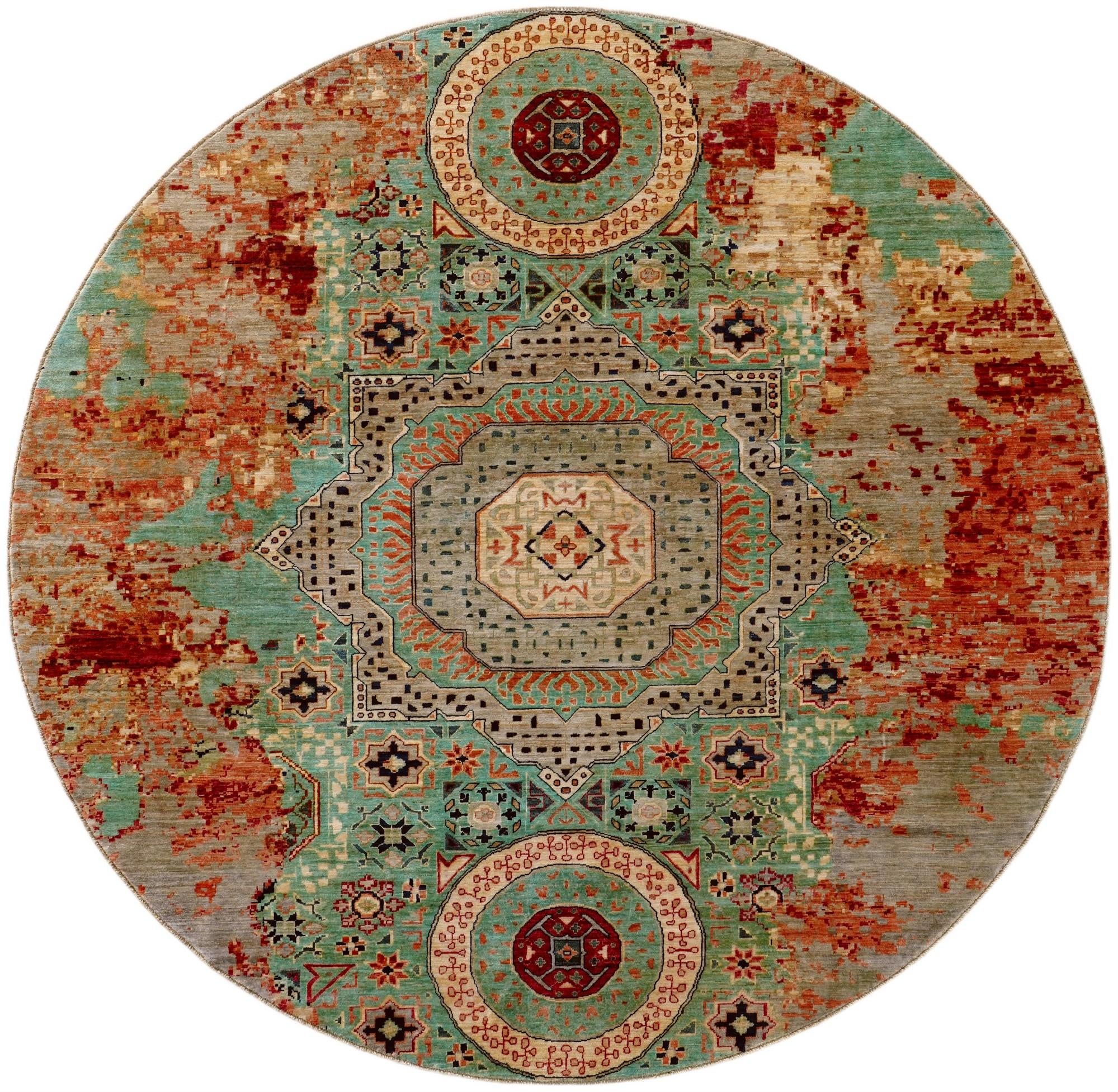 9' 8 x 9' 10 Hand Knotted Mamluk Ziegler Round Rug