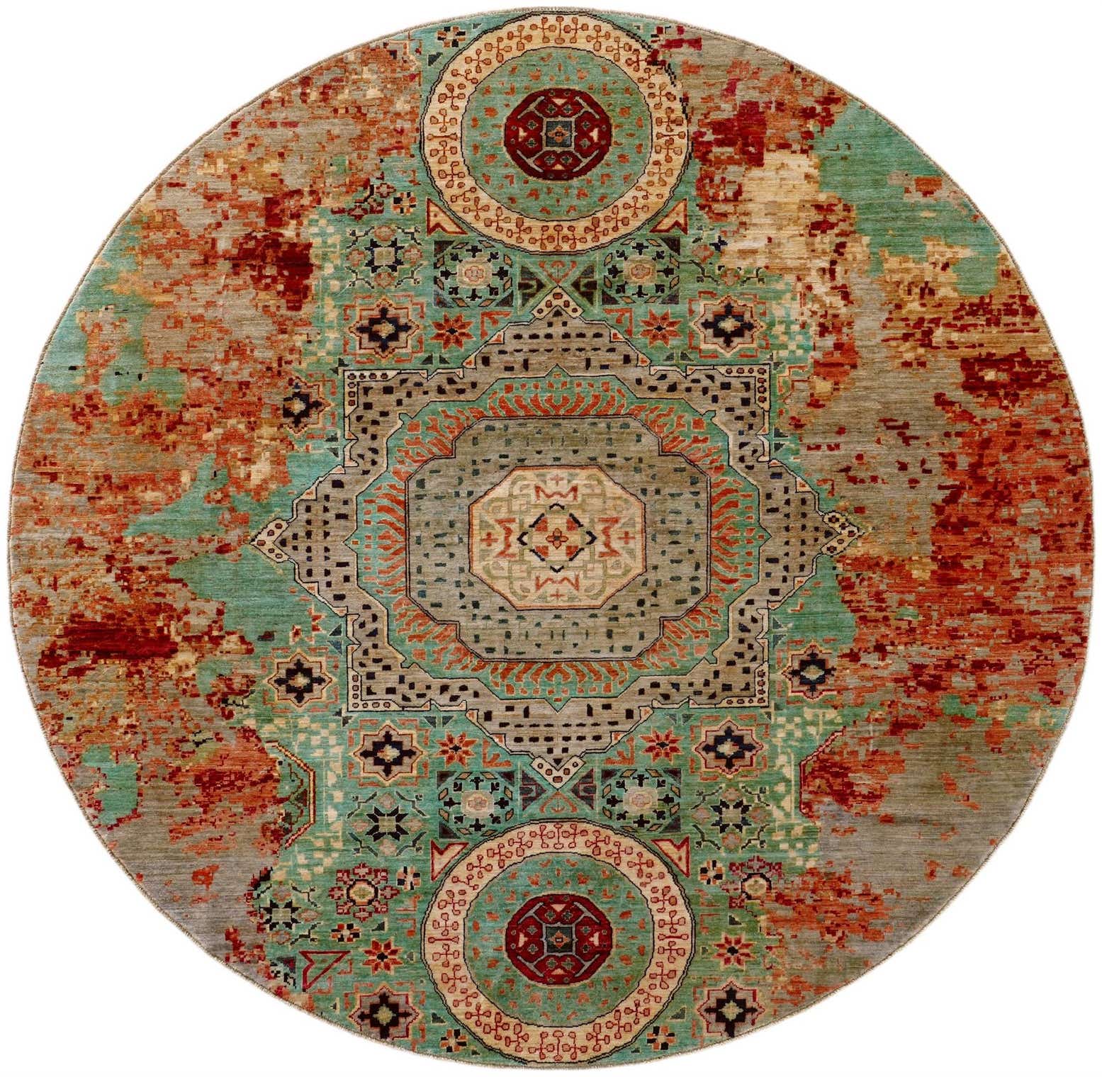 9' 8 x 9' 10 Hand Knotted Mamluk Ziegler Round Rug