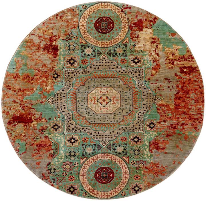 9' 8 x 9' 10 Hand Knotted Mamluk Ziegler Round Rug