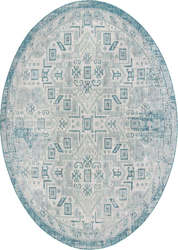 10' x 10' Easy-Clean Aztec Indoor / Outdoor Round Rug