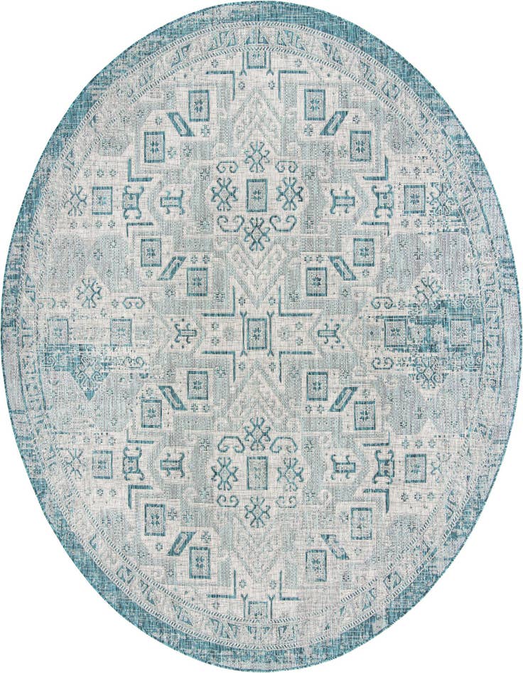 Detail image of 10' x 10' Easy-Clean Aztec Indoor / Outdoor Round Rug