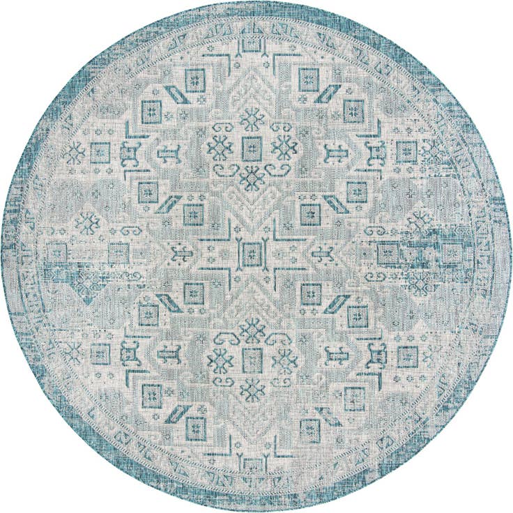 Detail image of 10' x 10' Easy-Clean Aztec Indoor / Outdoor Round Rug