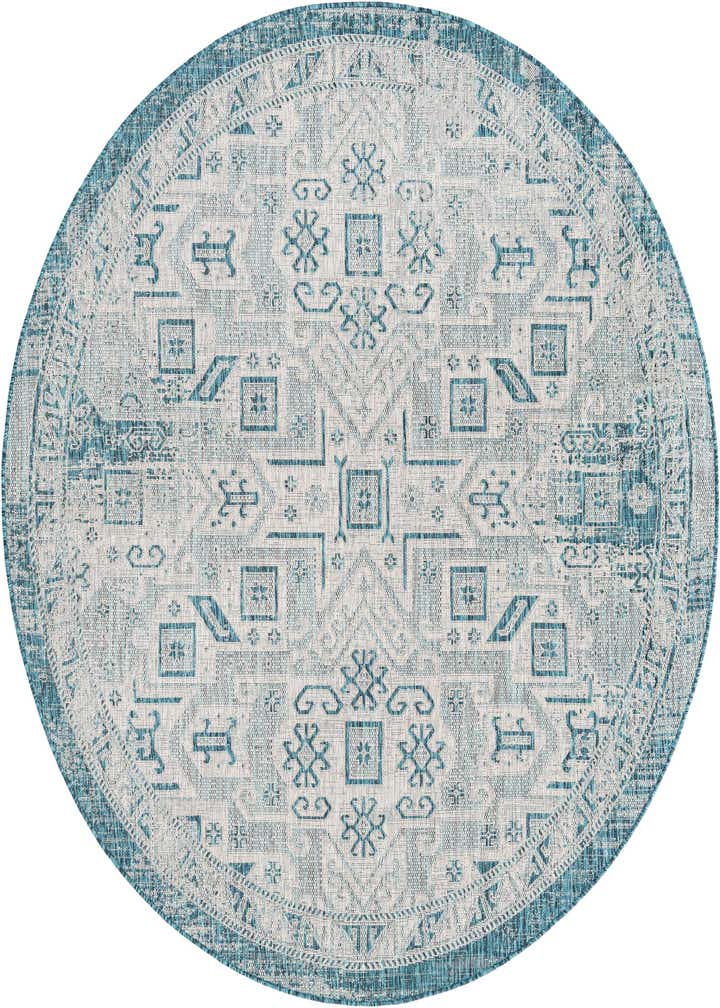 7' 10 x 7' 10 Easy-Clean Aztec Indoor / Outdoor Round Rug