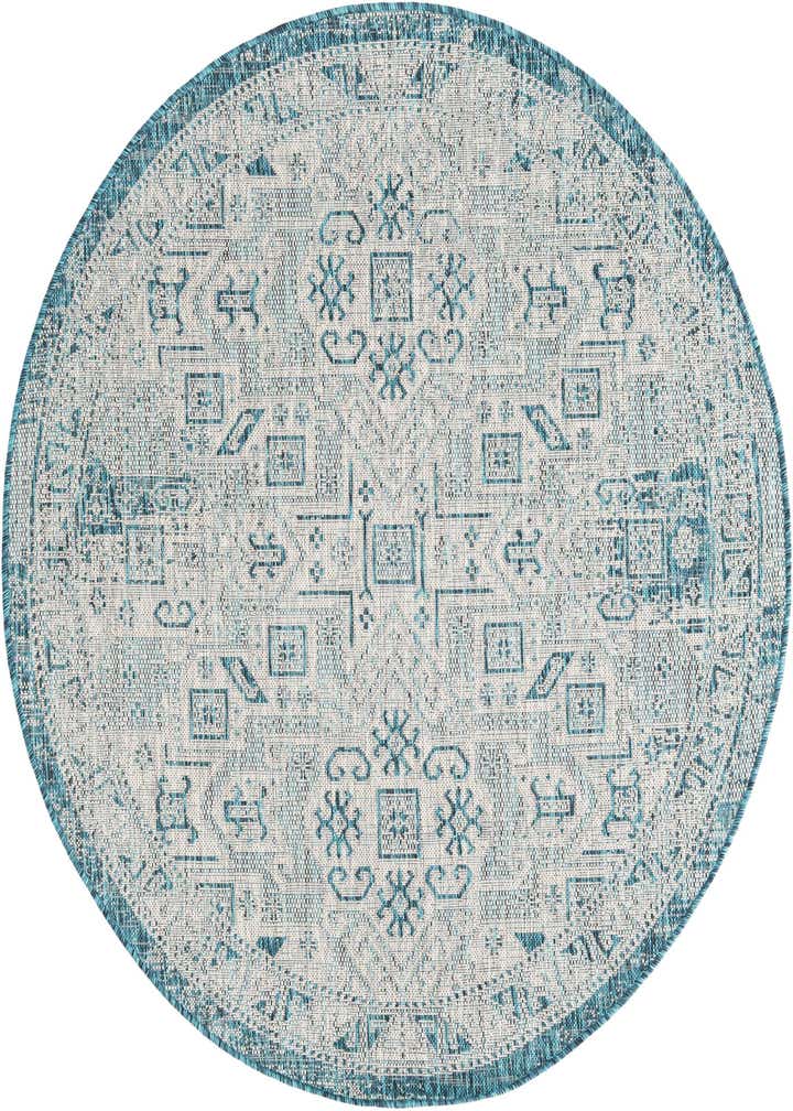 5' 3 x 5' 3 Easy-Clean Aztec Indoor / Outdoor Round Rug
