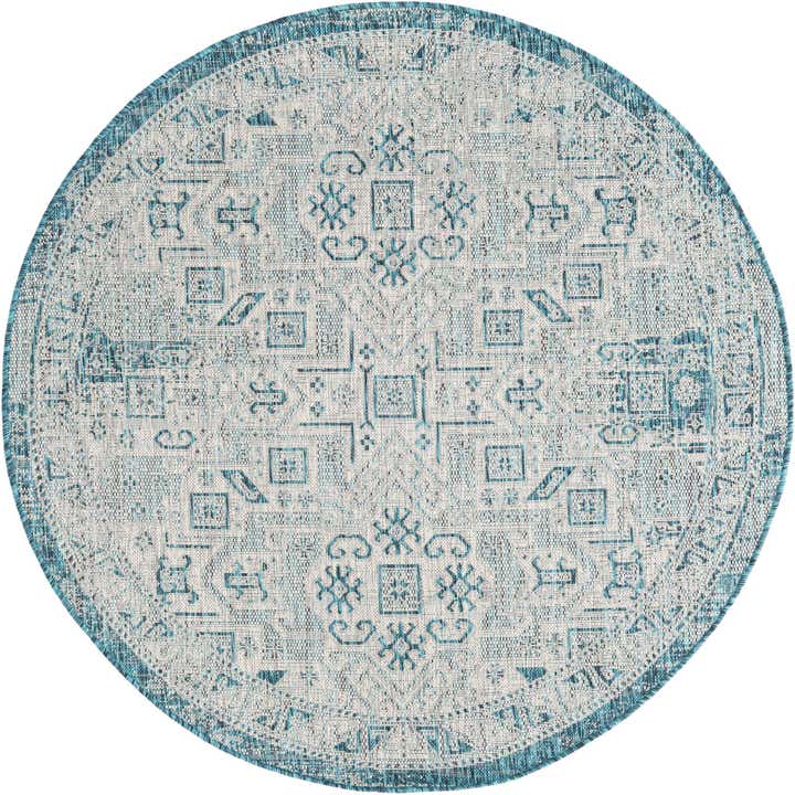 5' 3 x 5' 3 Easy-Clean Aztec Indoor / Outdoor Round Rug