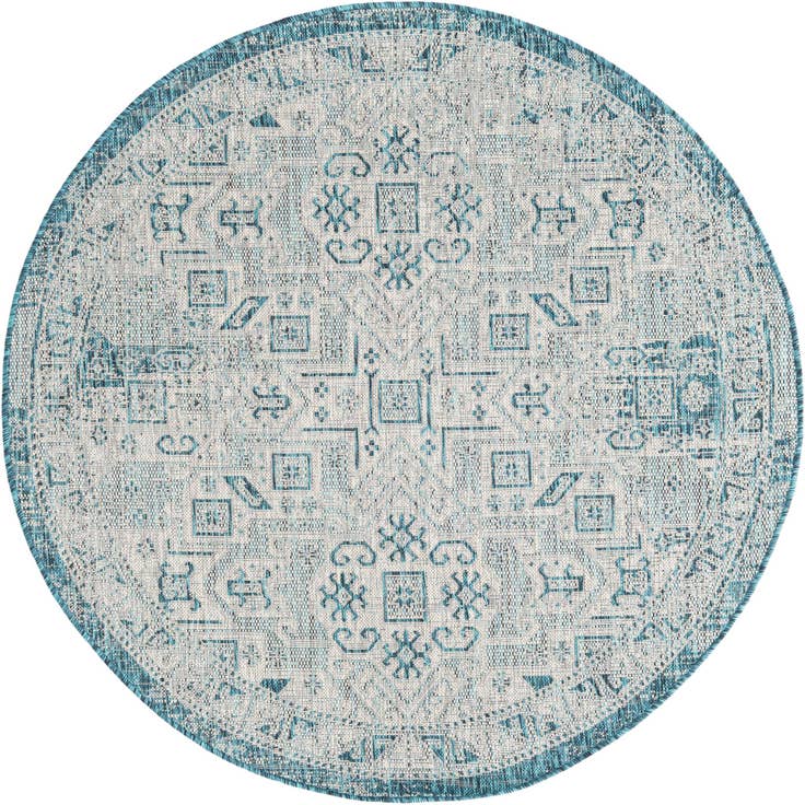 Detail image of 5' 3 x 5' 3 Easy-Clean Aztec Indoor / Outdoor Round Rug