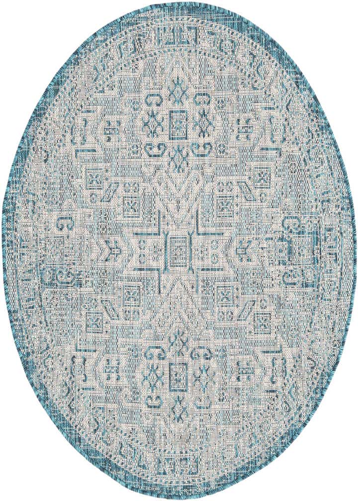 4' x 4' Easy-Clean Aztec Indoor / Outdoor Round Rug