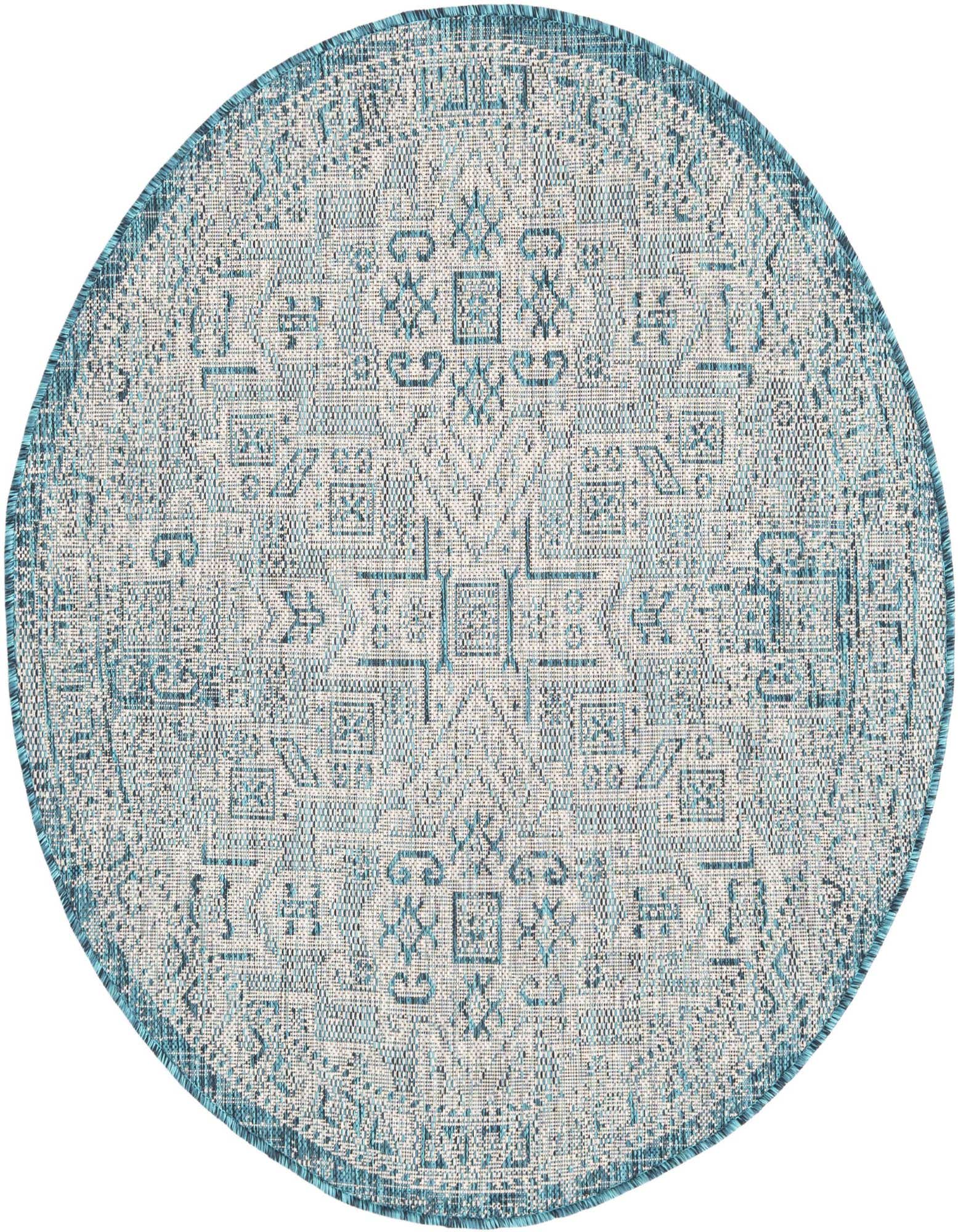 4' x 4' Easy-Clean Aztec Indoor / Outdoor Round Rug