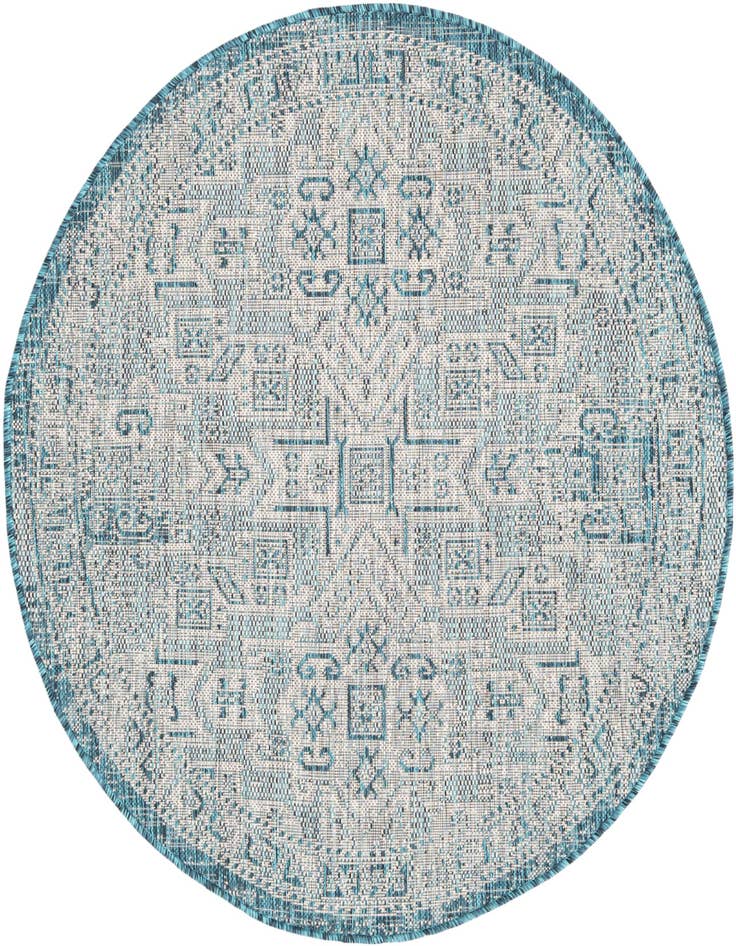 Detail image of 4' x 4' Easy-Clean Aztec Indoor / Outdoor Round Rug