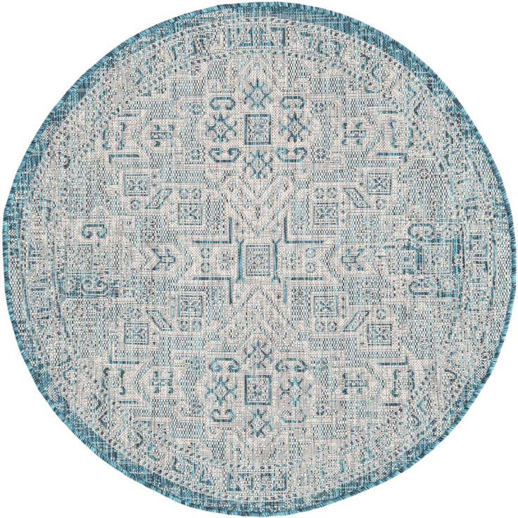Detail image of 4' x 4' Easy-Clean Aztec Indoor / Outdoor Round Rug
