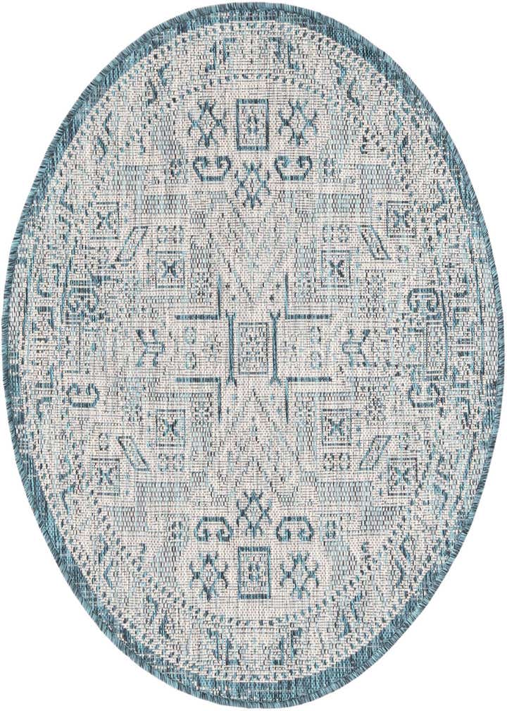 3' x 3' Easy-Clean Aztec Indoor / Outdoor Round Rug