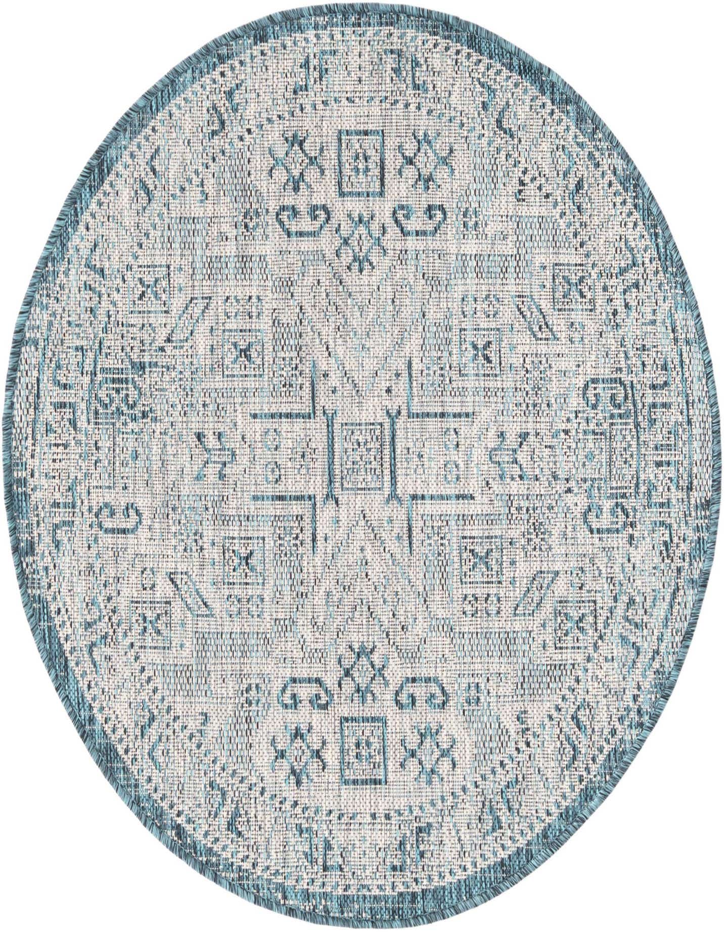3' x 3' Easy-Clean Aztec Indoor / Outdoor Round Rug