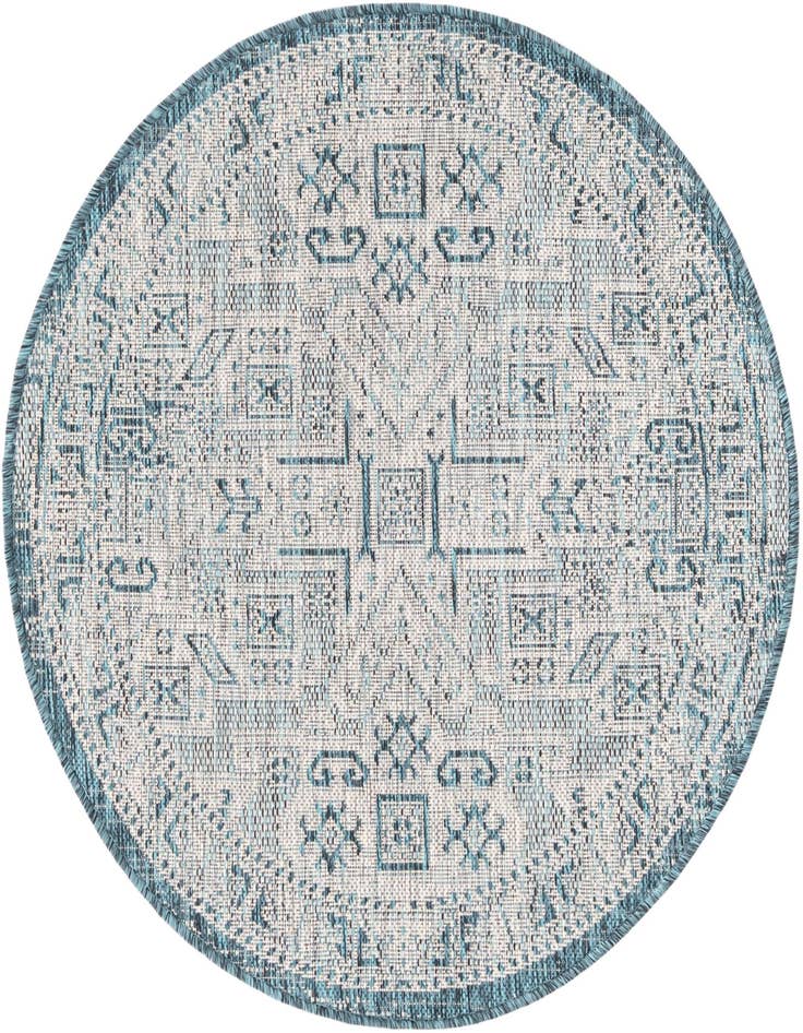 Detail image of 3' x 3' Easy-Clean Aztec Indoor / Outdoor Round Rug