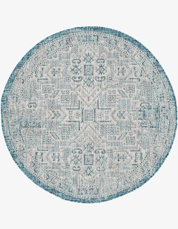 4' x 4' Easy-Clean Aztec Indoor / Outdoor Round Rug