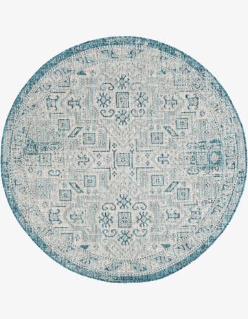 5' 3 x 5' 3 Easy-Clean Aztec Indoor / Outdoor Round Rug