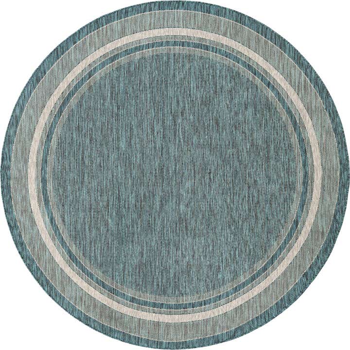 7' 10 x 7' 10 Easy-Clean Border Indoor / Outdoor Round Rug