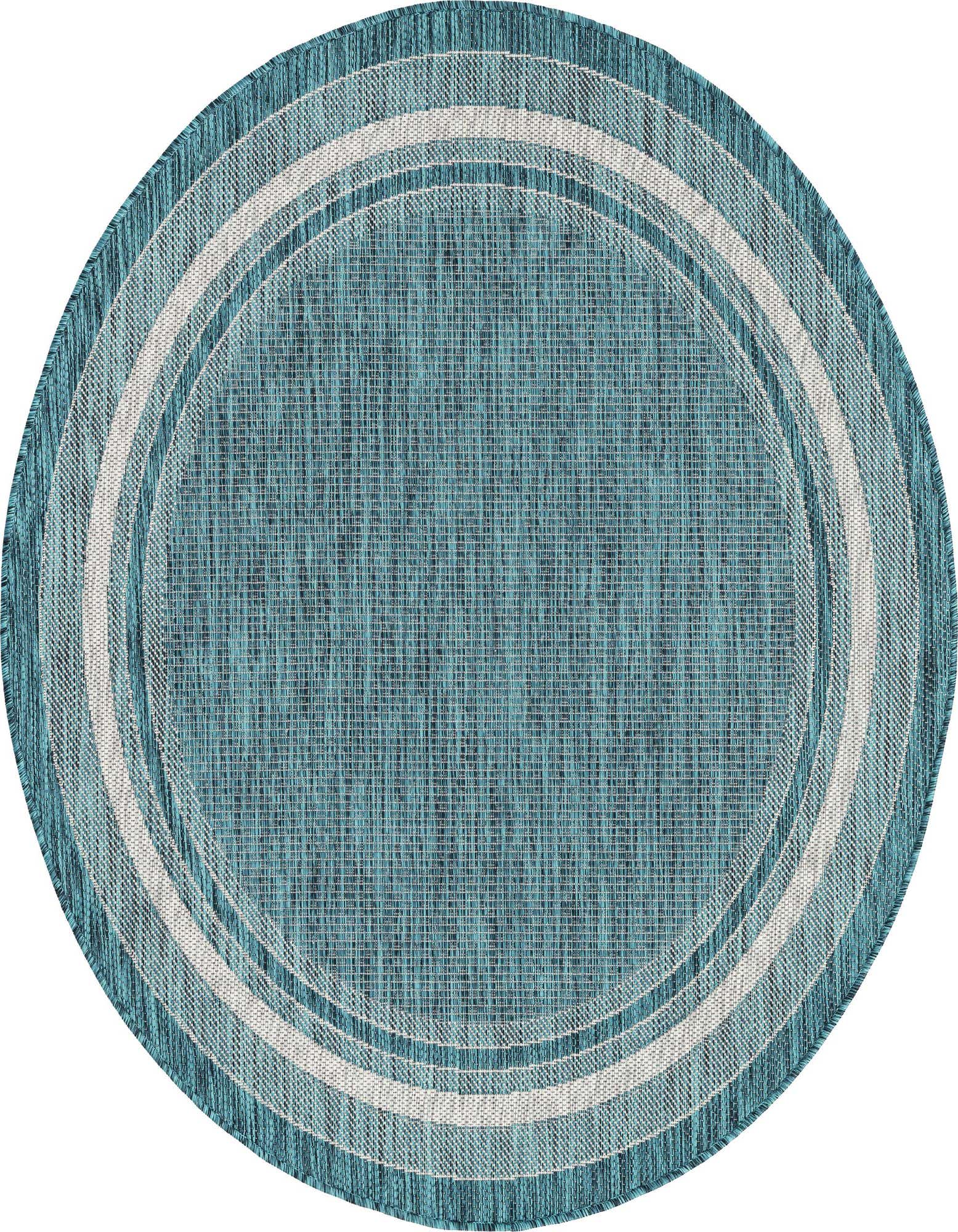 5' 3 x 5' 3 Easy-Clean Border Indoor / Outdoor Round Rug