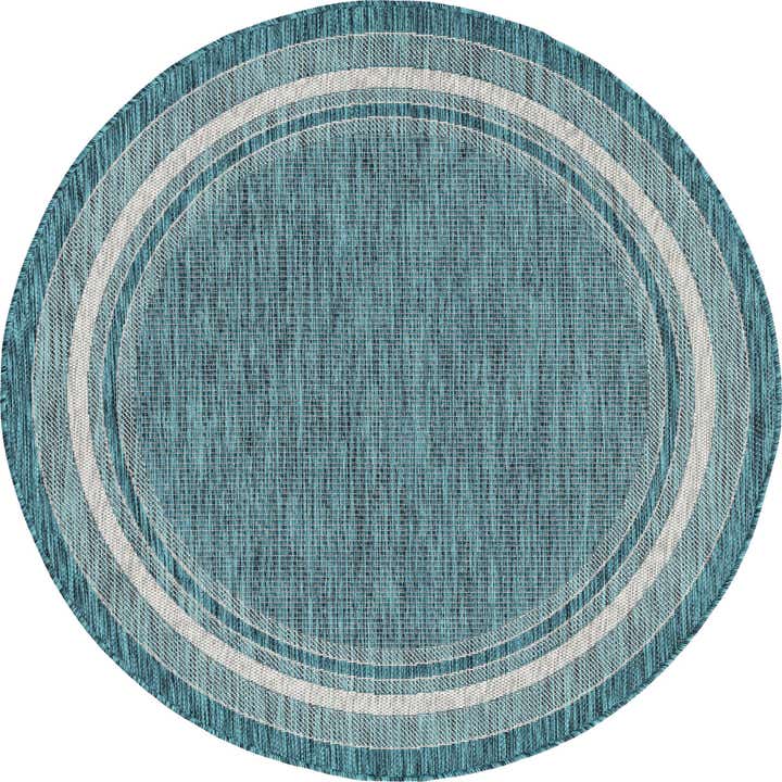 5' 3 x 5' 3 Easy-Clean Border Indoor / Outdoor Round Rug