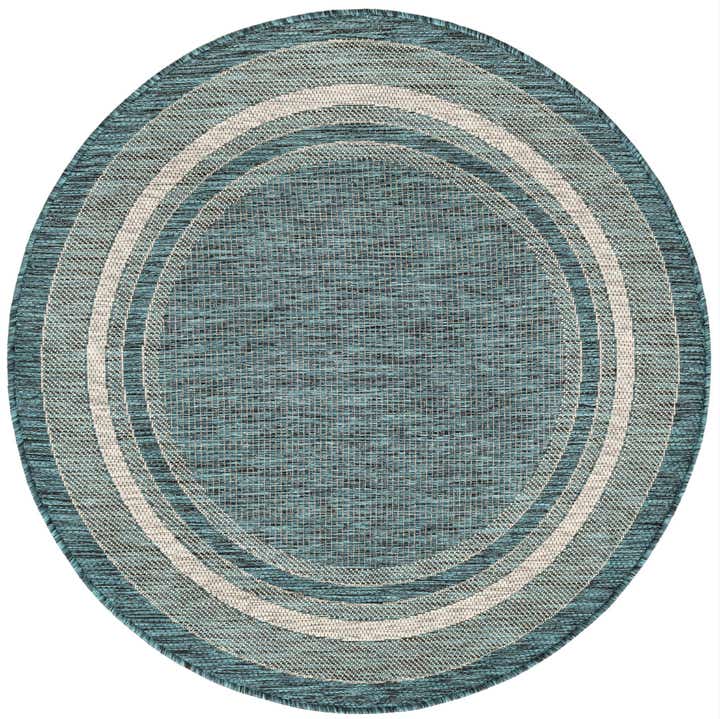 4' x 4' Easy-Clean Border Indoor / Outdoor Round Rug