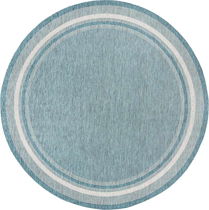 13' x 13' Easy-Clean Border Indoor / Outdoor Round Rug