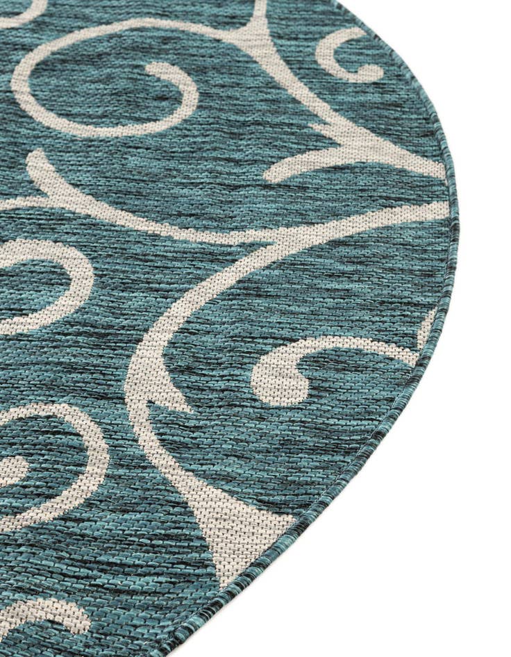 Detail image of 4' x 4'  Washable Botanical Indoor / Outdoor Round Rug