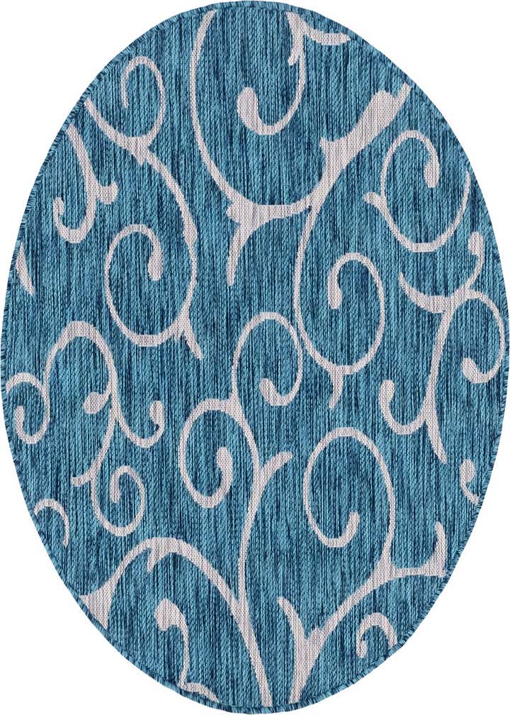 4' x 4' Easy-Clean Botanical Indoor / Outdoor Round Rug