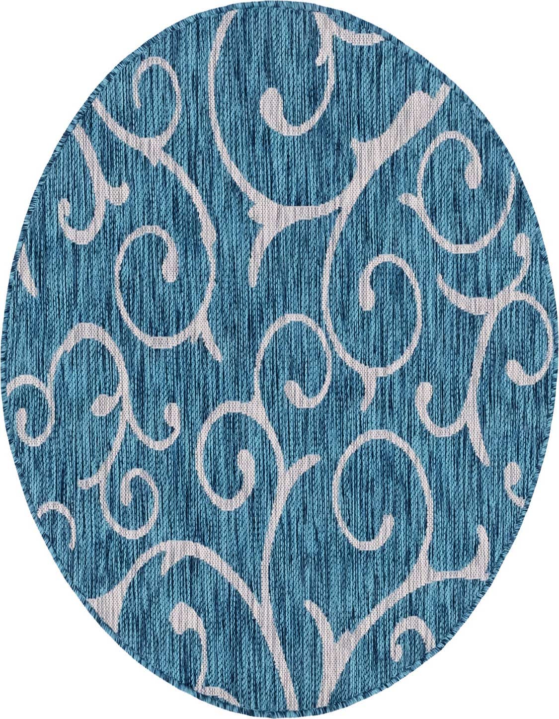 4' x 4' Easy-Clean Botanical Indoor / Outdoor Round Rug