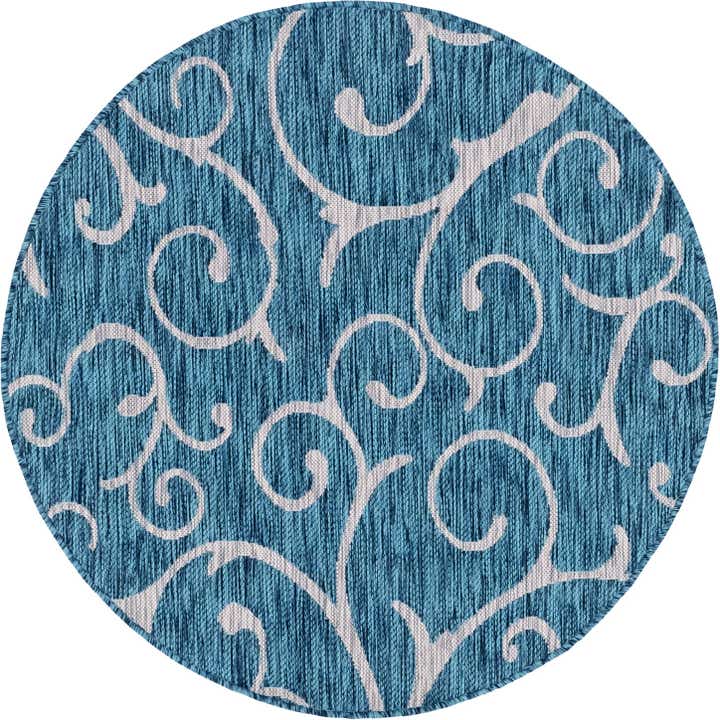 4' x 4' Easy-Clean Botanical Indoor / Outdoor Round Rug