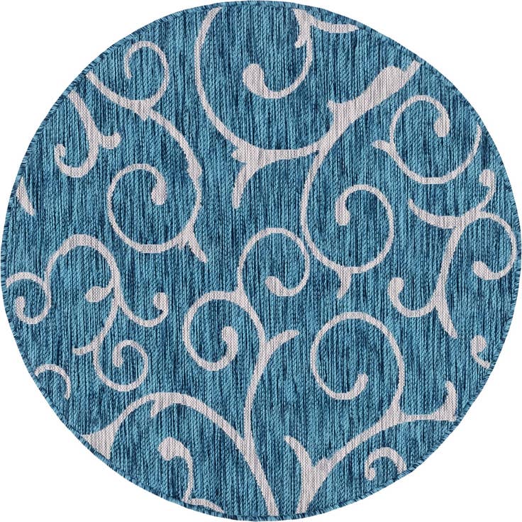 Detail image of 4' x 4' Easy-Clean Botanical Indoor / Outdoor Round Rug