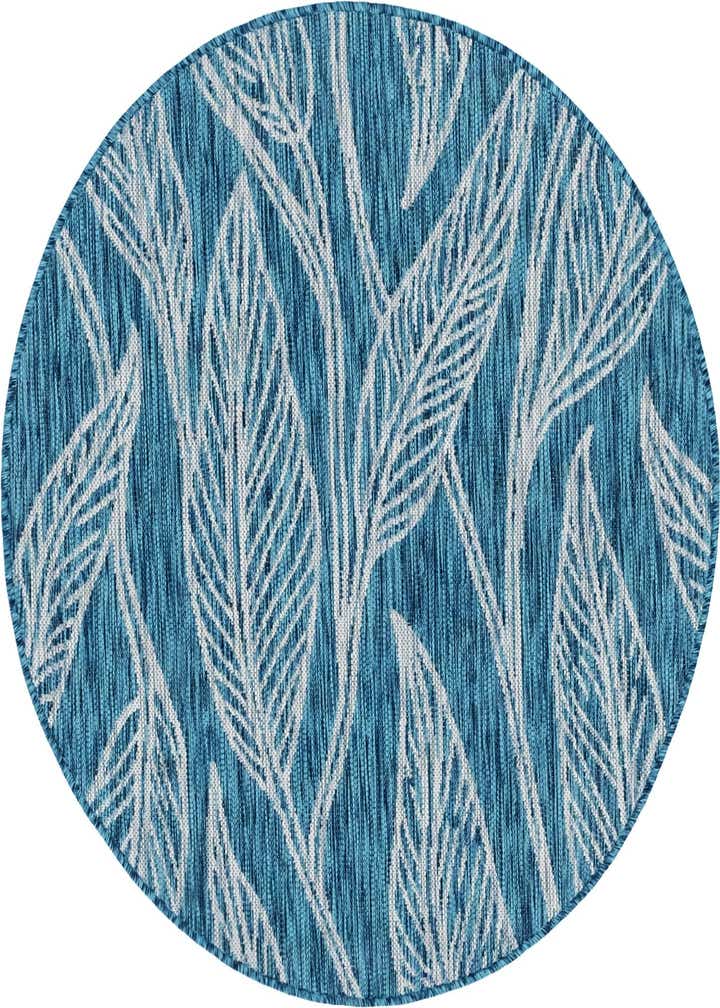 4' x 4' Easy-Clean Botanical Indoor / Outdoor Round Rug