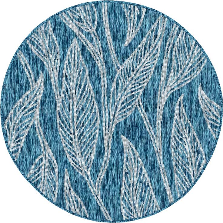 Detail image of 4' x 4' Easy-Clean Botanical Indoor / Outdoor Round Rug