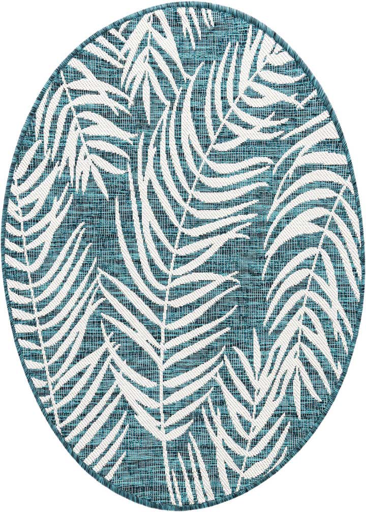 4' x 4' Easy-Clean Botanical Indoor / Outdoor Round Rug