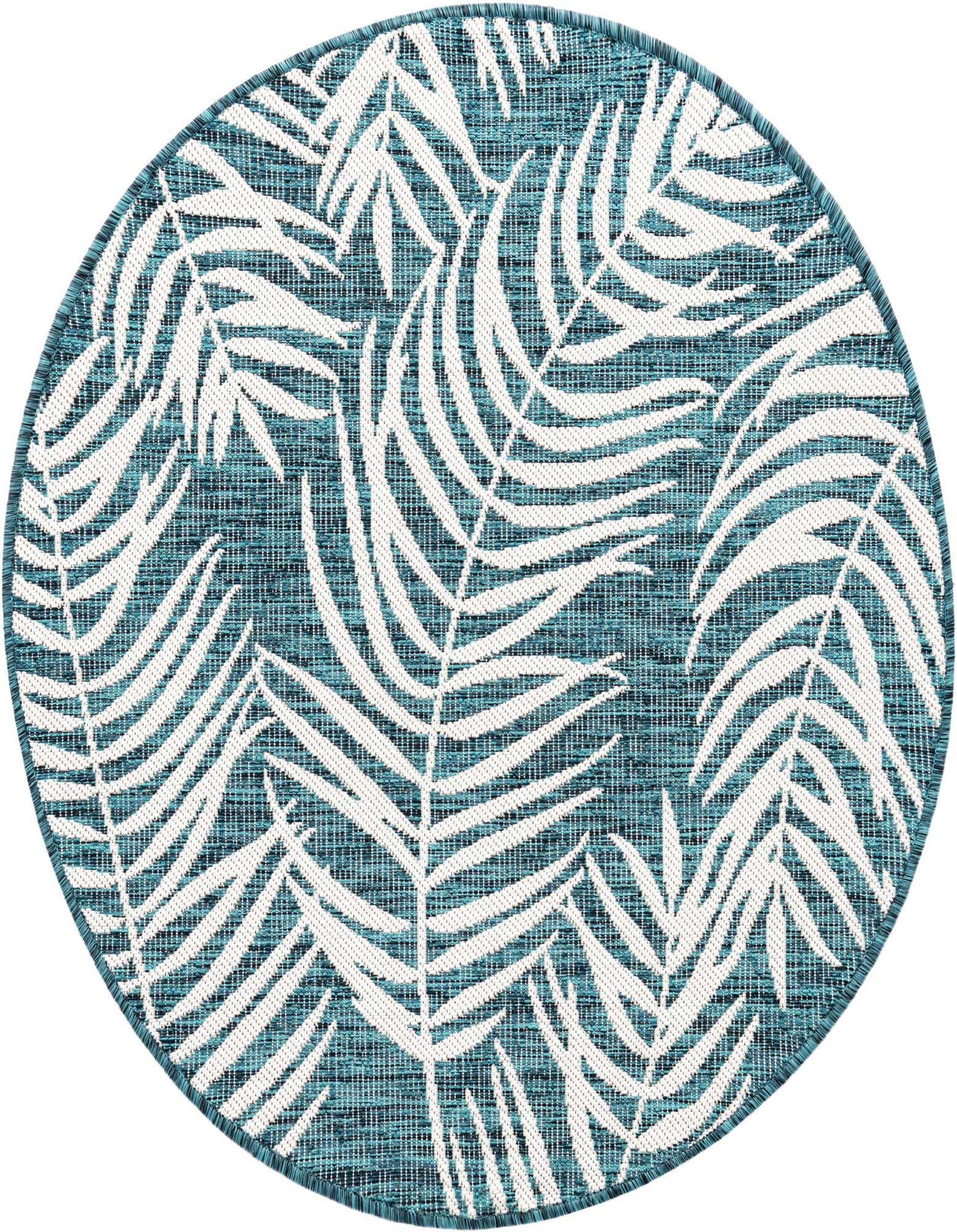 4' x 4' Easy-Clean Botanical Indoor / Outdoor Round Rug
