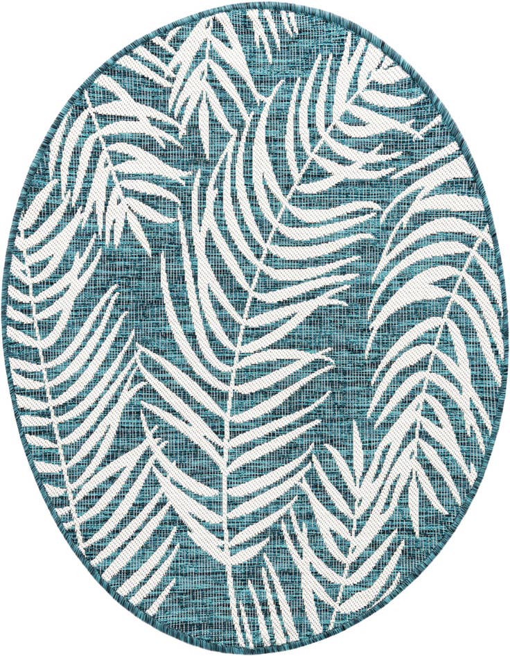 Detail image of 4' x 4' Easy-Clean Botanical Indoor / Outdoor Round Rug