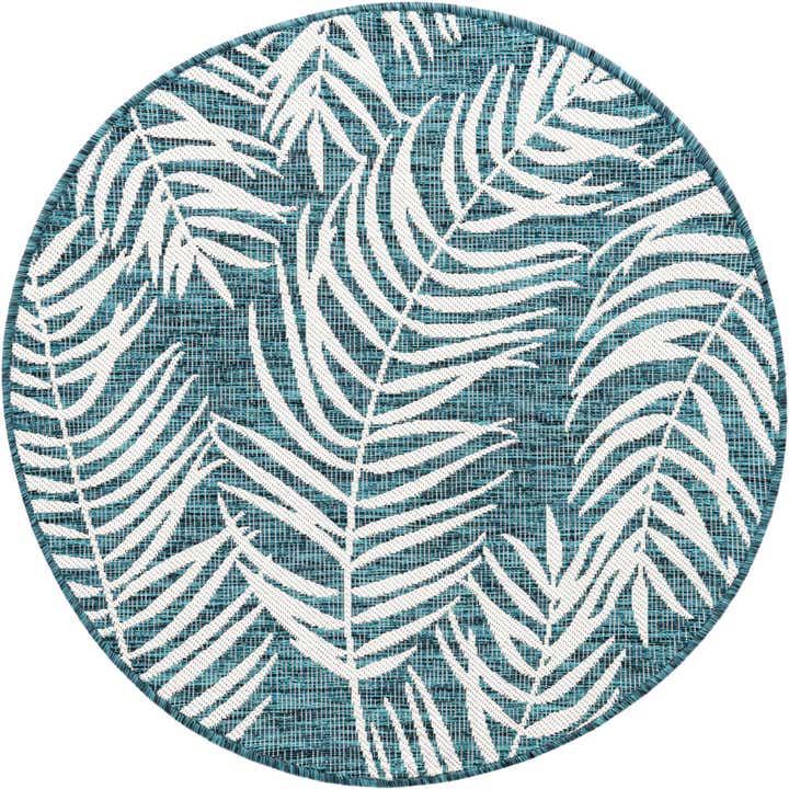 4' x 4' Easy-Clean Botanical Indoor / Outdoor Round Rug
