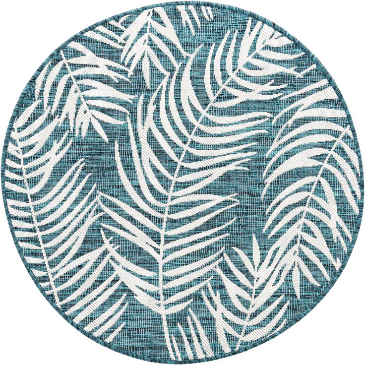 Detail image of 4' x 4' Easy-Clean Botanical Indoor / Outdoor Round Rug