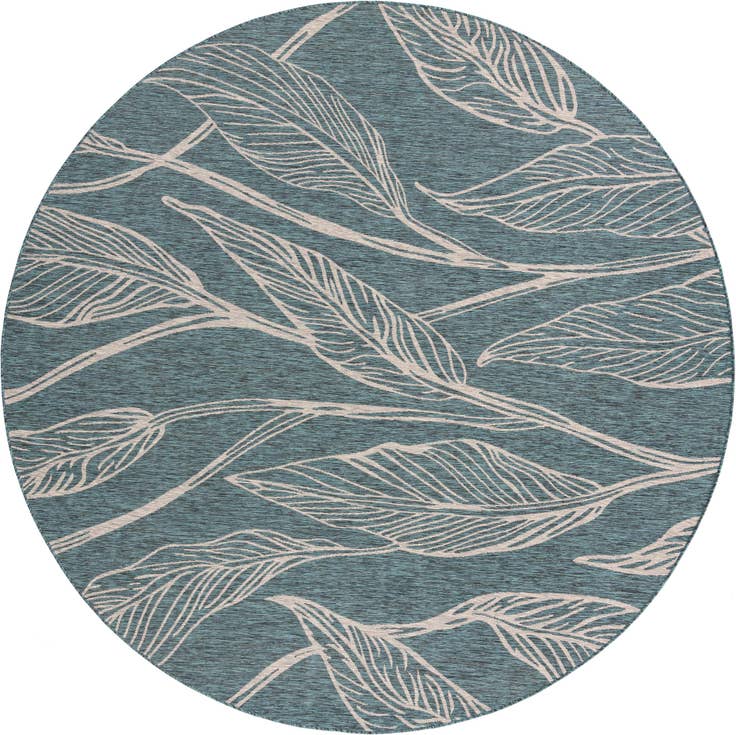 Detail image of 10' 8 x 10' 8 Easy-Clean Botanical Indoor / Outdoor Round Rug