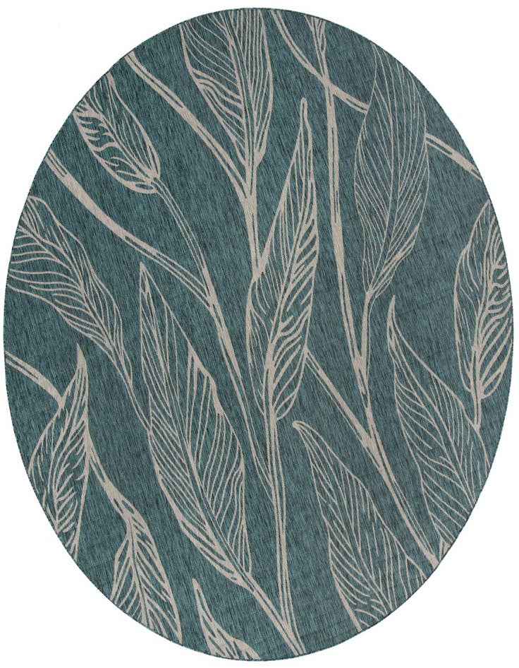 Detail image of 13' x 13' Easy-Clean Botanical Indoor / Outdoor Round Rug