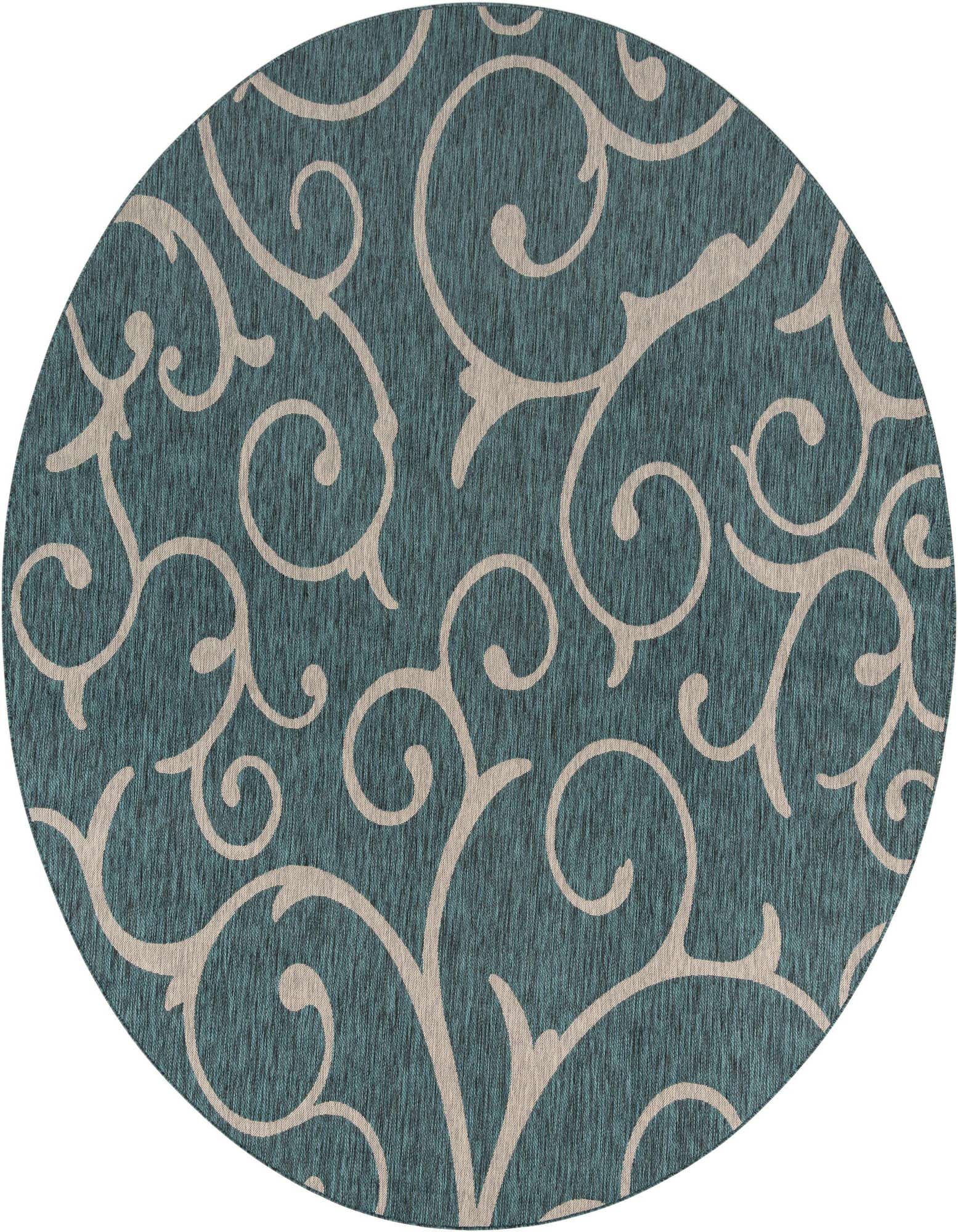 10' 8 x 10' 8 Easy-Clean Botanical Indoor / Outdoor Round Rug
