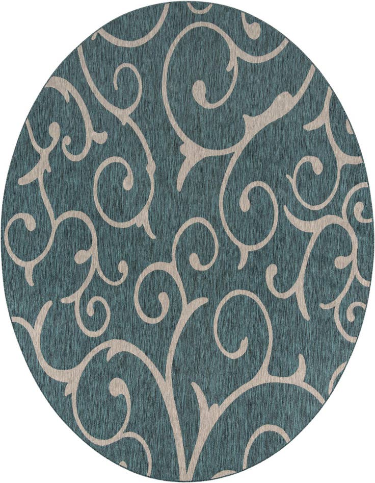 Detail image of 10' 8 x 10' 8 Easy-Clean Botanical Indoor / Outdoor Round Rug