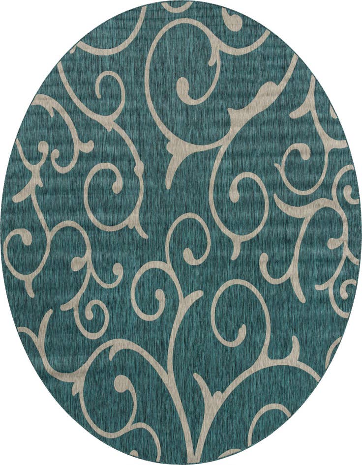 Detail image of 13' x 13' Easy-Clean Botanical Indoor / Outdoor Round Rug