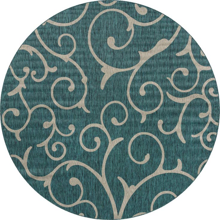 Detail image of 13' x 13' Easy-Clean Botanical Indoor / Outdoor Round Rug