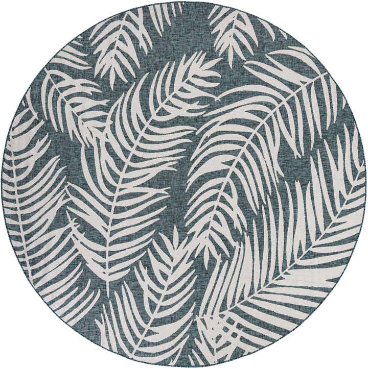 10' x 10' Easy-Clean Botanical Indoor / Outdoor Round Rug