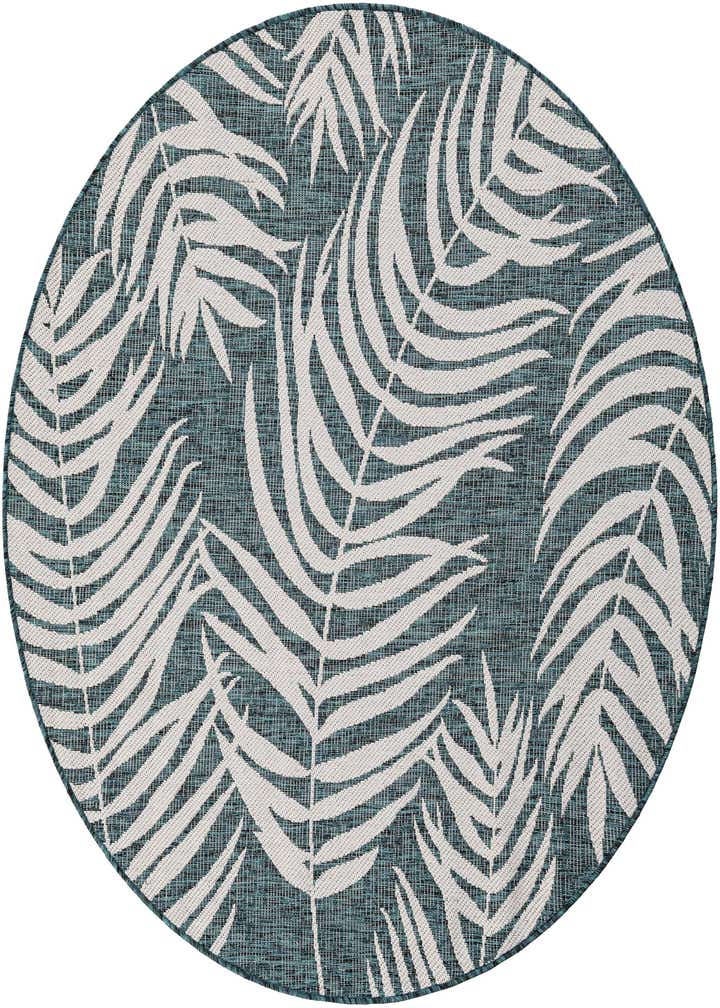 5' 3 x 5' 3 Easy-Clean Botanical Indoor / Outdoor Round Rug
