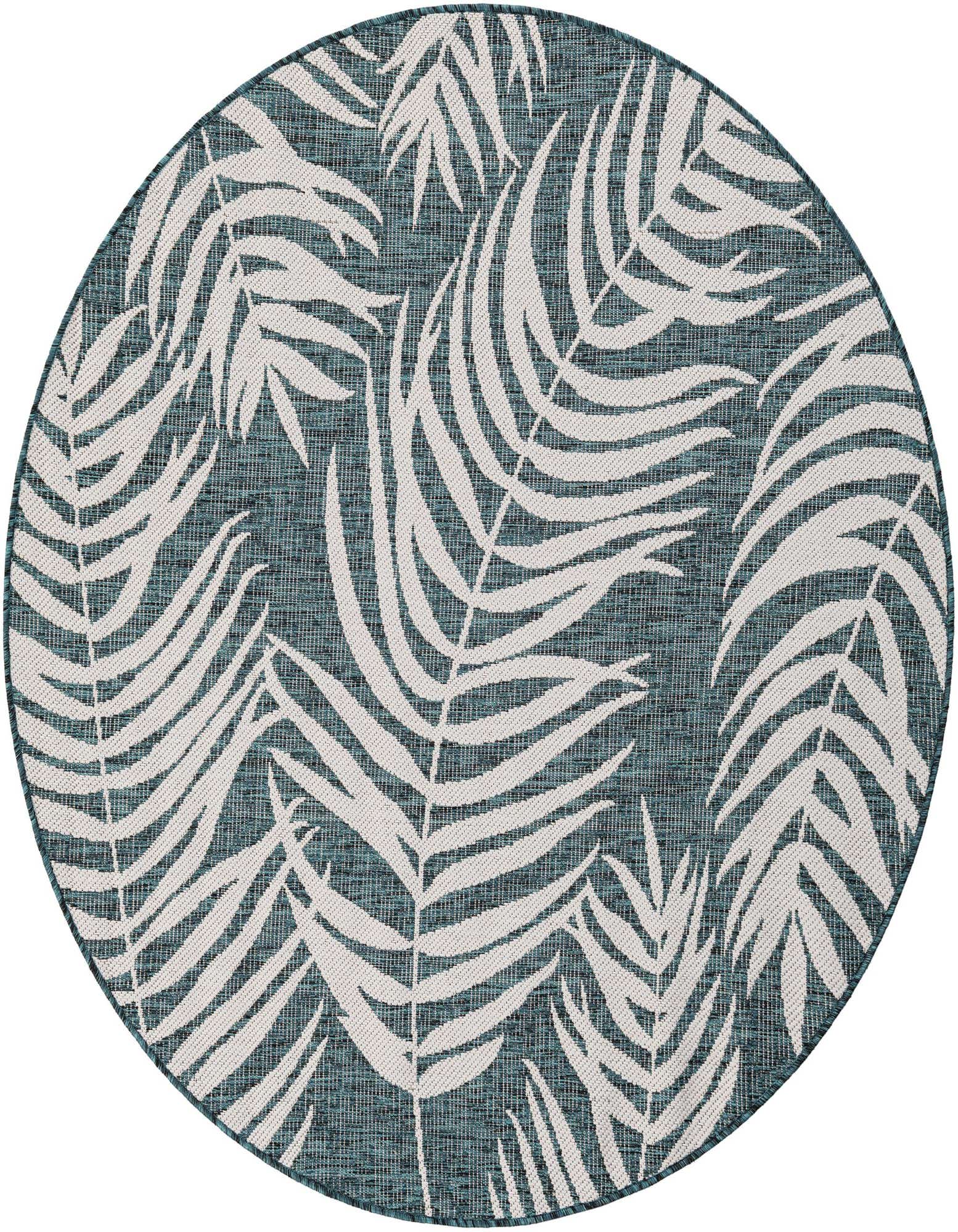 5' 3 x 5' 3 Easy-Clean Botanical Indoor / Outdoor Round Rug