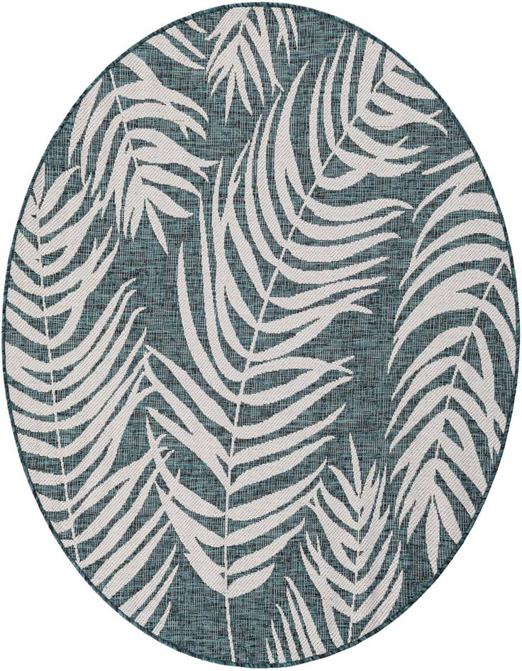 Detail image of 5' 3 x 5' 3 Easy-Clean Botanical Indoor / Outdoor Round Rug