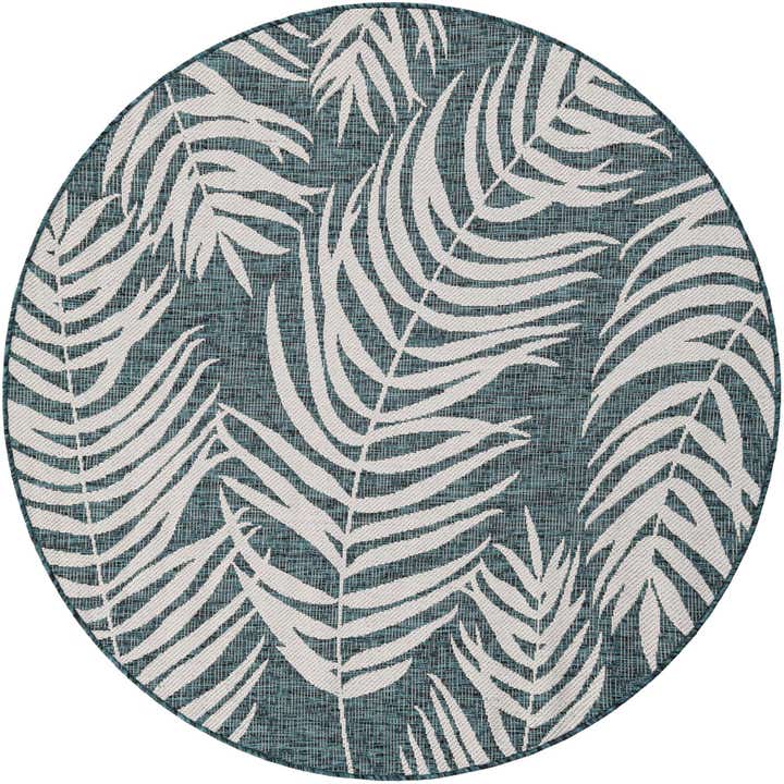 5' 3 x 5' 3 Easy-Clean Botanical Indoor / Outdoor Round Rug