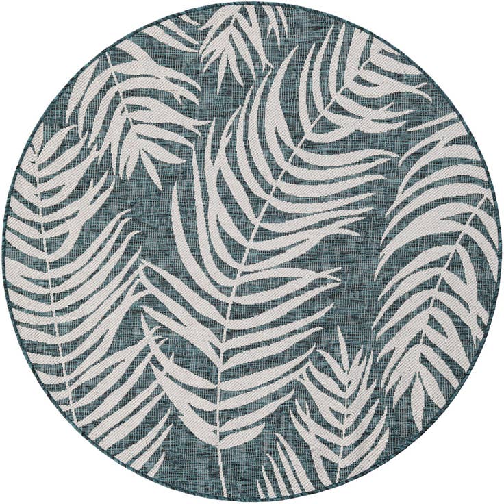 Detail image of 5' 3 x 5' 3 Easy-Clean Botanical Indoor / Outdoor Round Rug