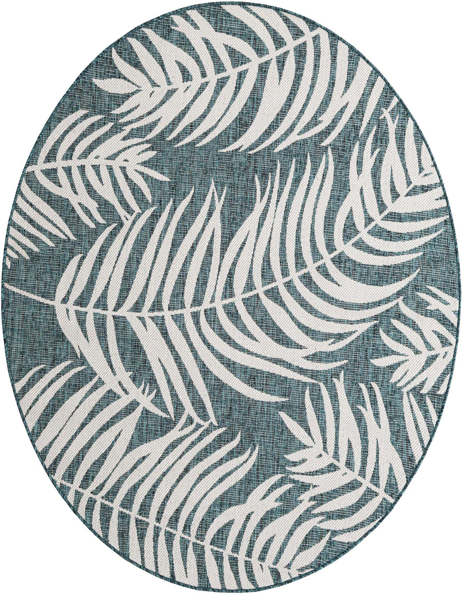 6' x 6' Easy-Clean Botanical Indoor / Outdoor Round Rug